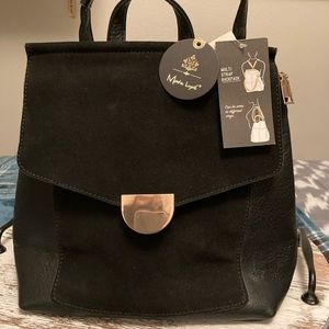 Cute Black leather detailed multi strap backpack/New with tags